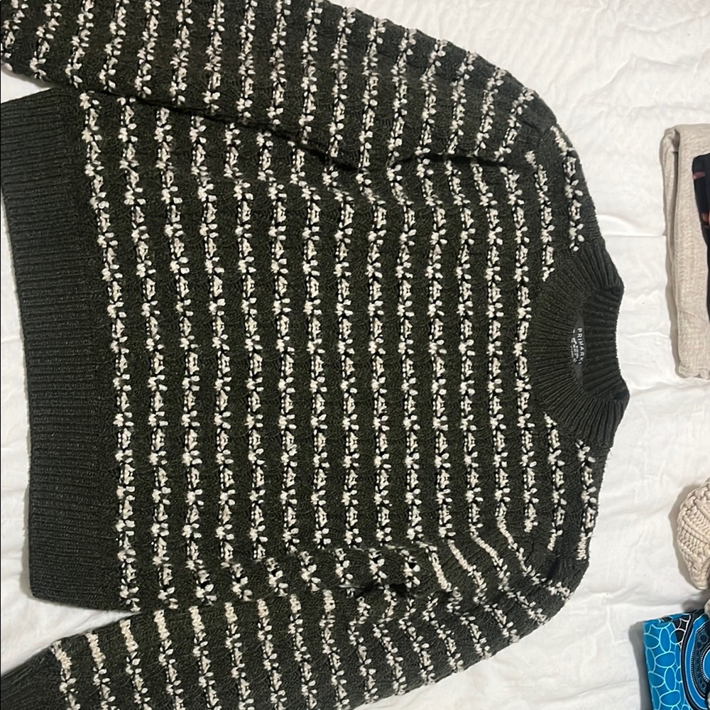 Men's Green and White Sweater